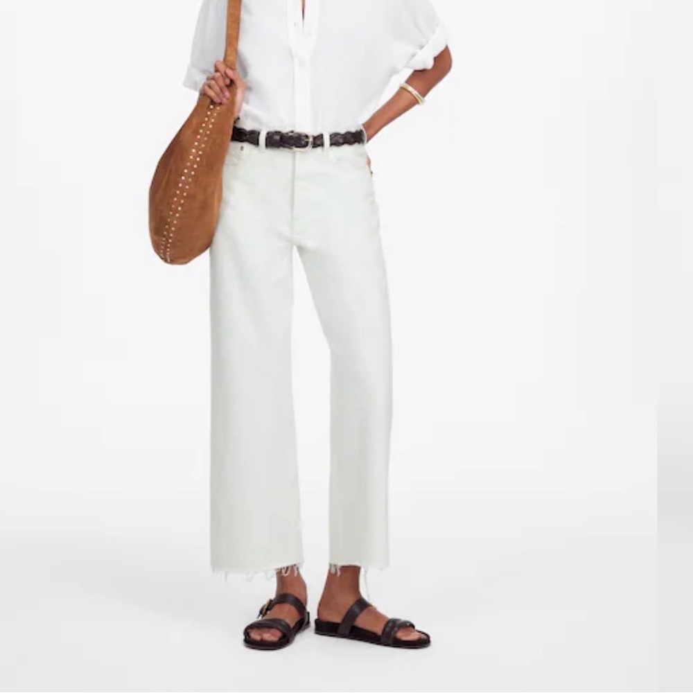 Madewell Low-Slung Baggy‎ Crop Pure White size 33 NWT